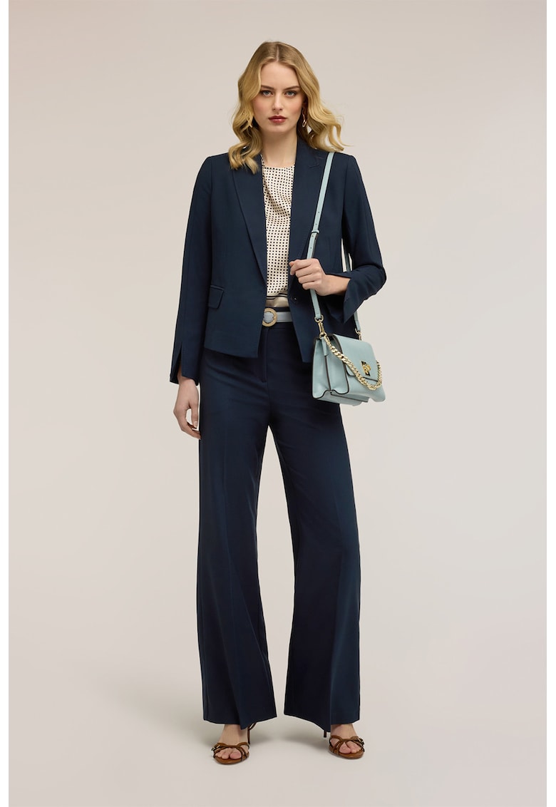 Pantaloni cu croiala ampla si talie inalta - Albastru ultramarin