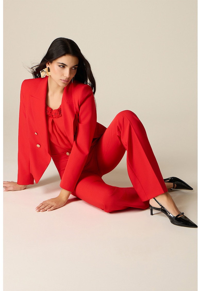 Pantaloni slim-fit cu croiala evazata - Rosu vermillion