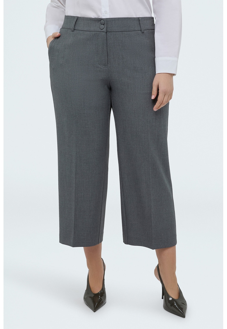 Pantaloni crop cu croiala dreapta - Gri
