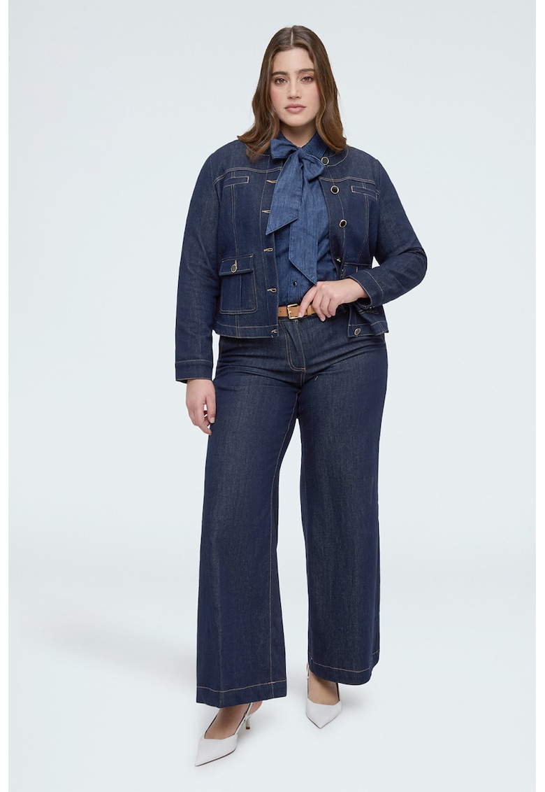 Blugi cu croiala ampla si buzunare laterale - Bleumarin