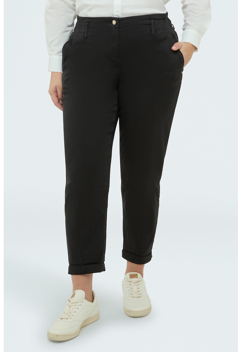 Pantaloni crop cu talie elastica - Negru