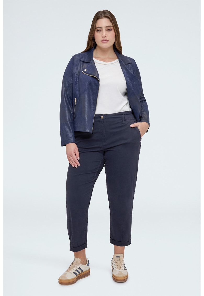 Pantaloni crop cu talie elastica - Bleumarin