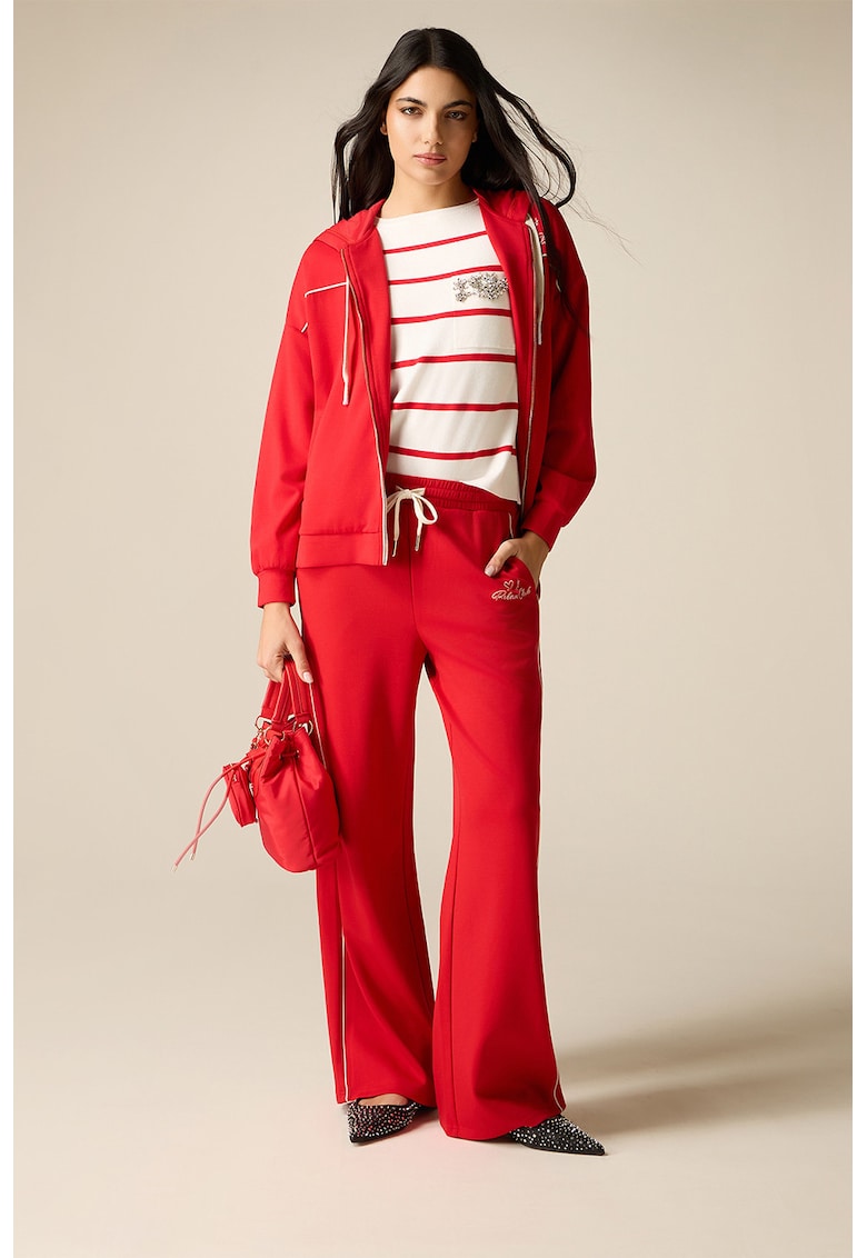 Pantaloni de trening cu snur si buzunare laterale - Rosu