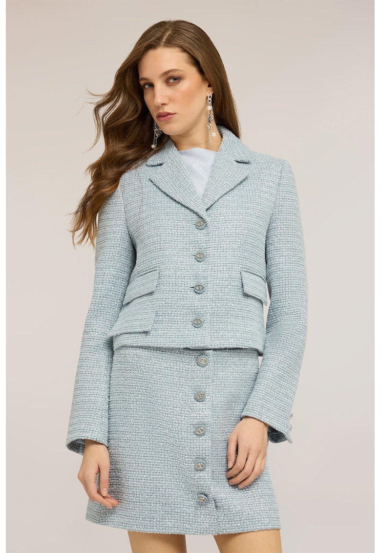 Sacou crop cu revere decupate - Albastru deschis