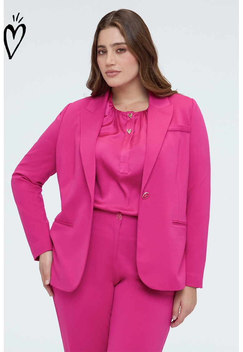 Sacou cu model uni si buzunare cu refilet - Roz