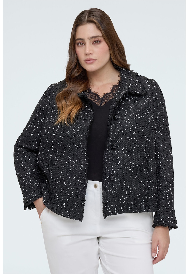 Sacou cu insertie cu paiete - Negru
