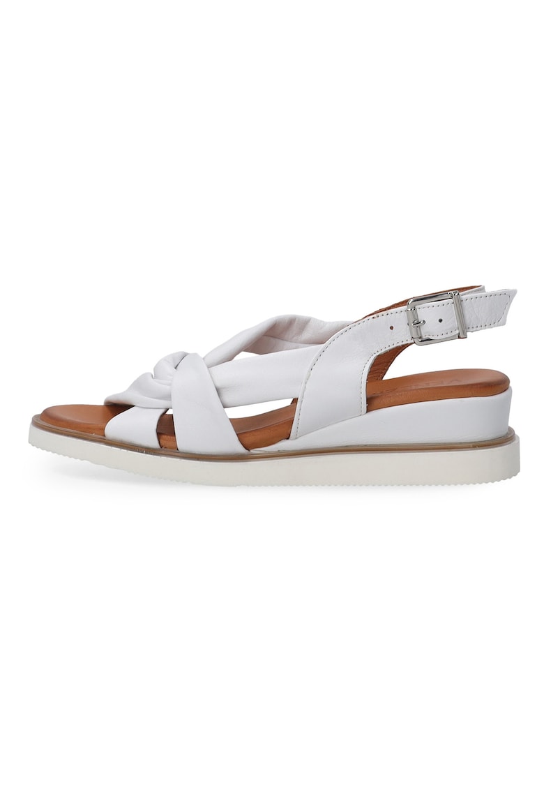 Sandale slingback din piele - cu talpa wedge
