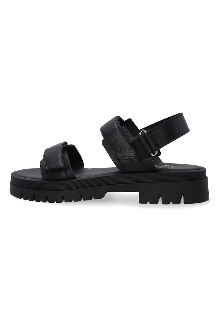 Sandale cu platforma din piele cu inchidere velcro