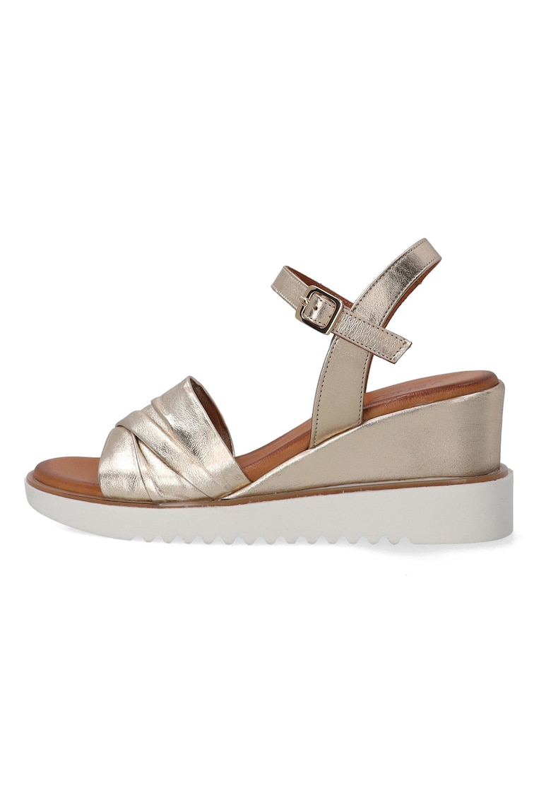 Sandale din piele cu talpa wedge si catarama
