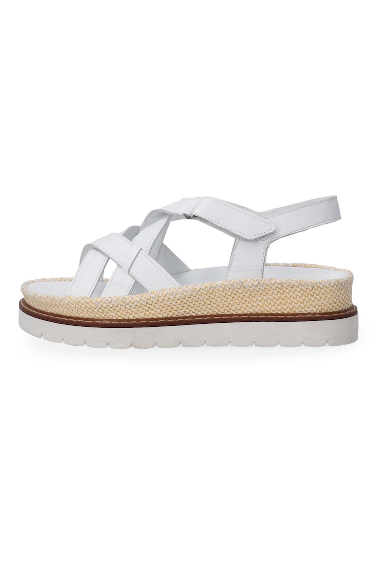 Sandale din piele alba cu design impletit