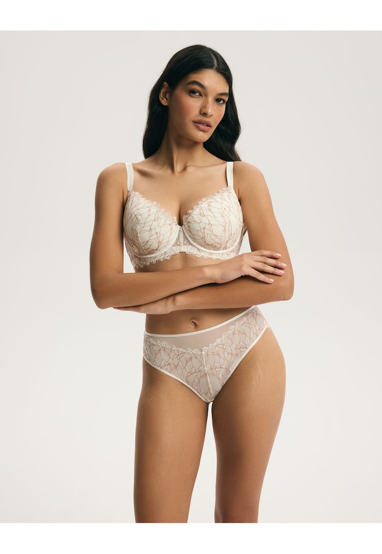 Chiloti dama set cu talie inalta - crem - Alb