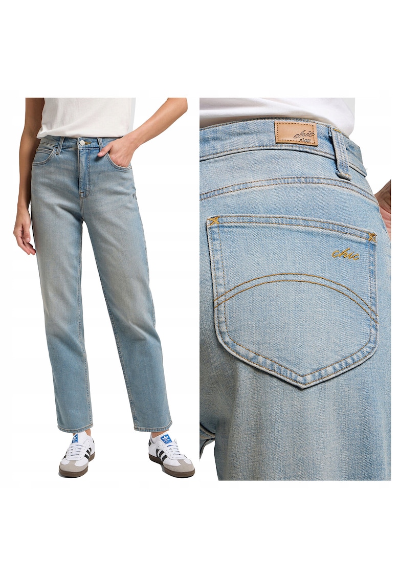Blugi Dama - CBL - Straight Fit - Talie Medie - Fermoar - Lungi - 5 Buzunare - Bumbac - Albastru - Albastru