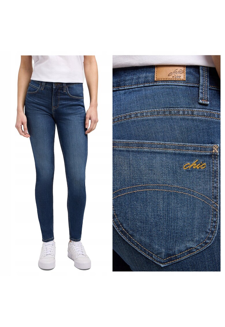 Blugi Dama - High Rise Skinny - Slim Fit - Talie Medie - Fermoar - Lungi - 5 Buzunare - Bumbac - W27-L31 US - Albastru