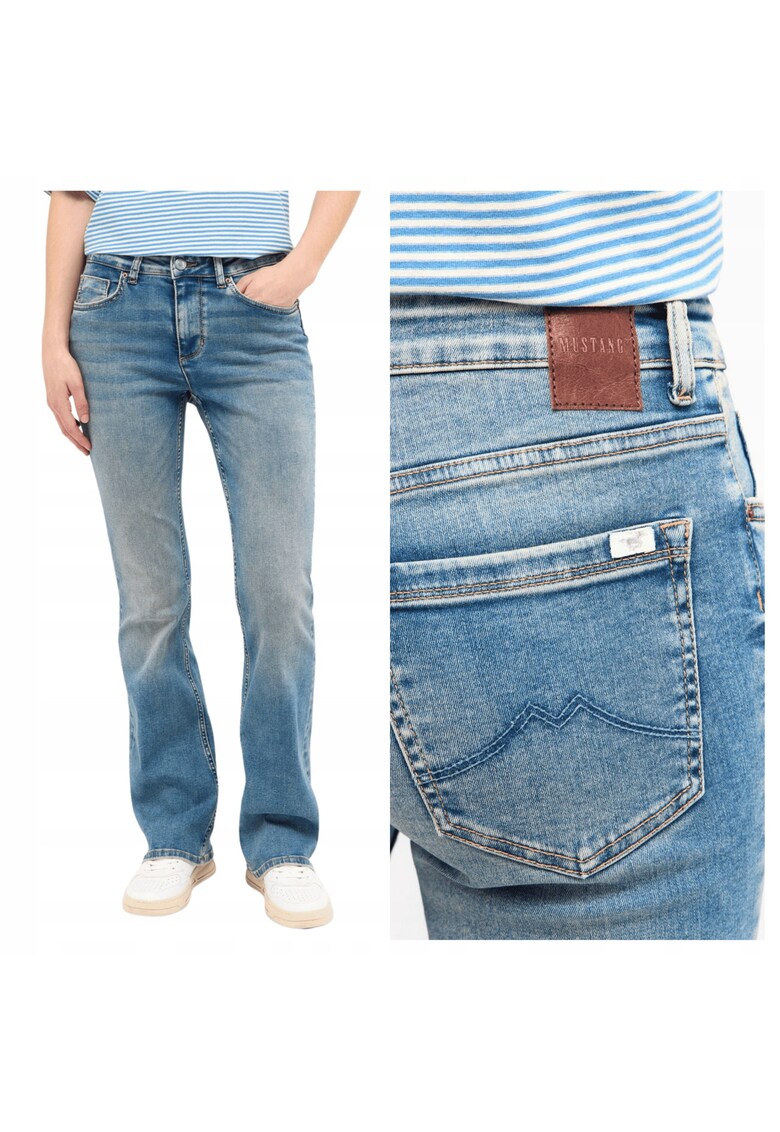 Blugi Dama - Shelby Slim Boot - Slim Fit - Talie Medie - Fermoar - Lungi - 5 Buzunare - Bumbac - Albastru - Albastru