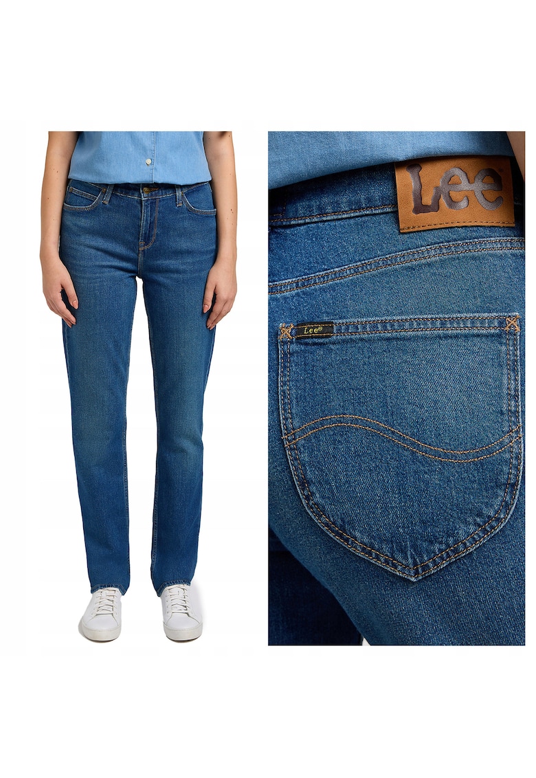 Blugi Dama - Marion Straight - Straight Fit - Talie Medie - 5 Buzunare - Lungi - Fermoar - Bumbac - W28-L31 US - Albastru