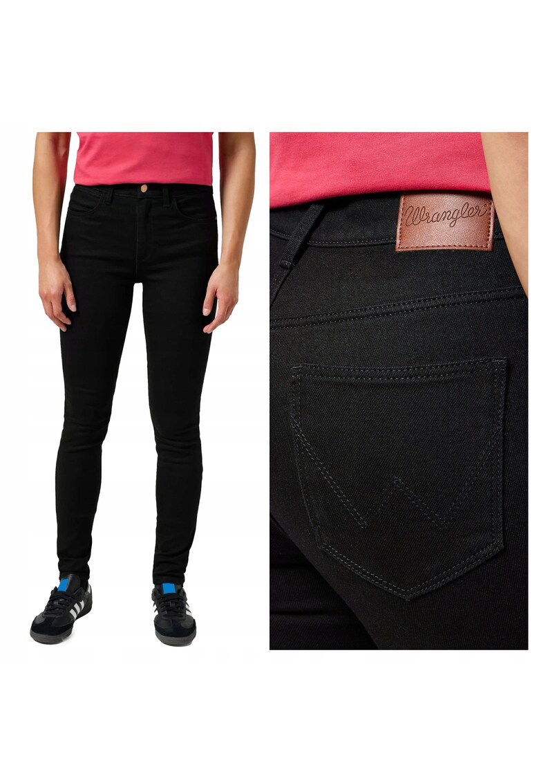 Blugi Dama - High Skinny - Skinny Fit - Talie Inalta - Fermoar - Lungi - 5 Buzunare - Bumbac - W27-L30 US - Negru