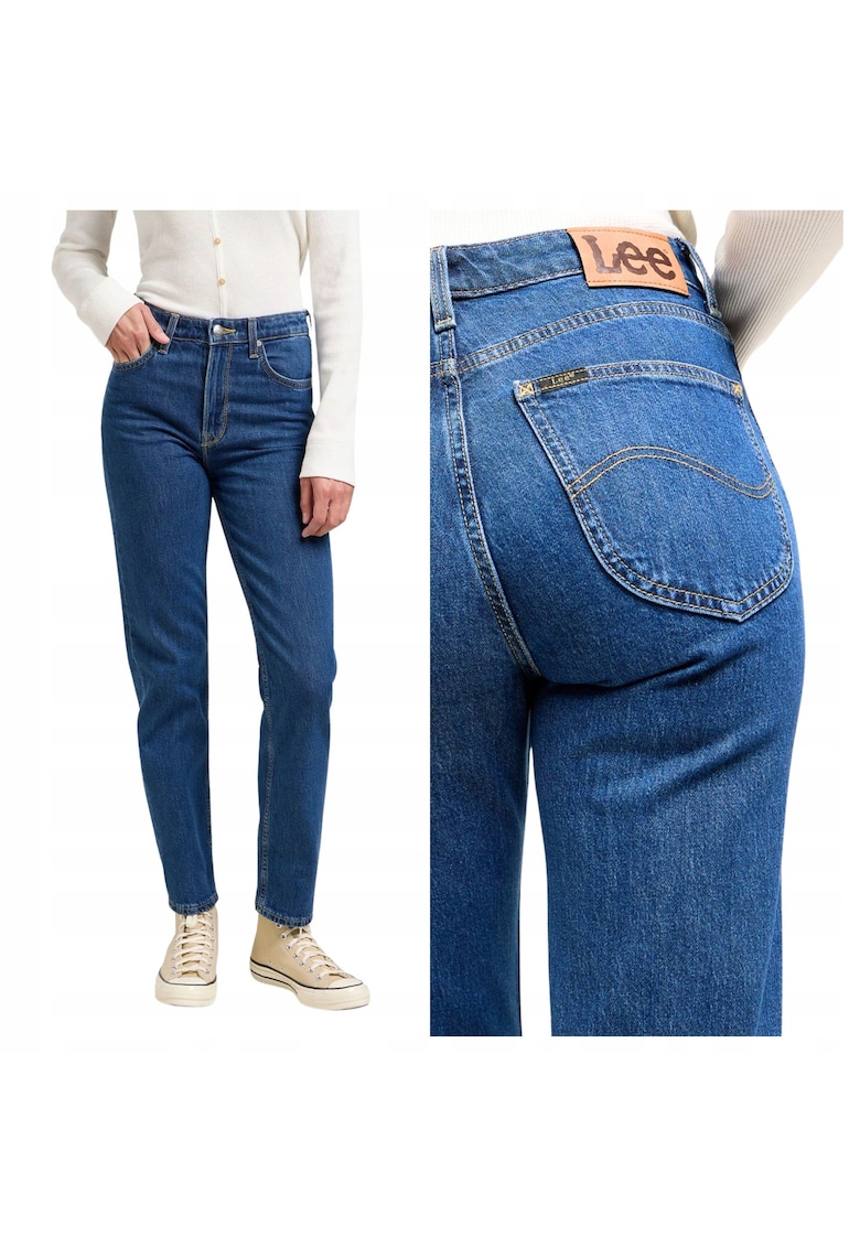 Blugi Dama - Carol - Straight Fit - Talie Inalta - Fermoar - Lungi - 5 Buzunare - Bumbac - Albastru - Albastru