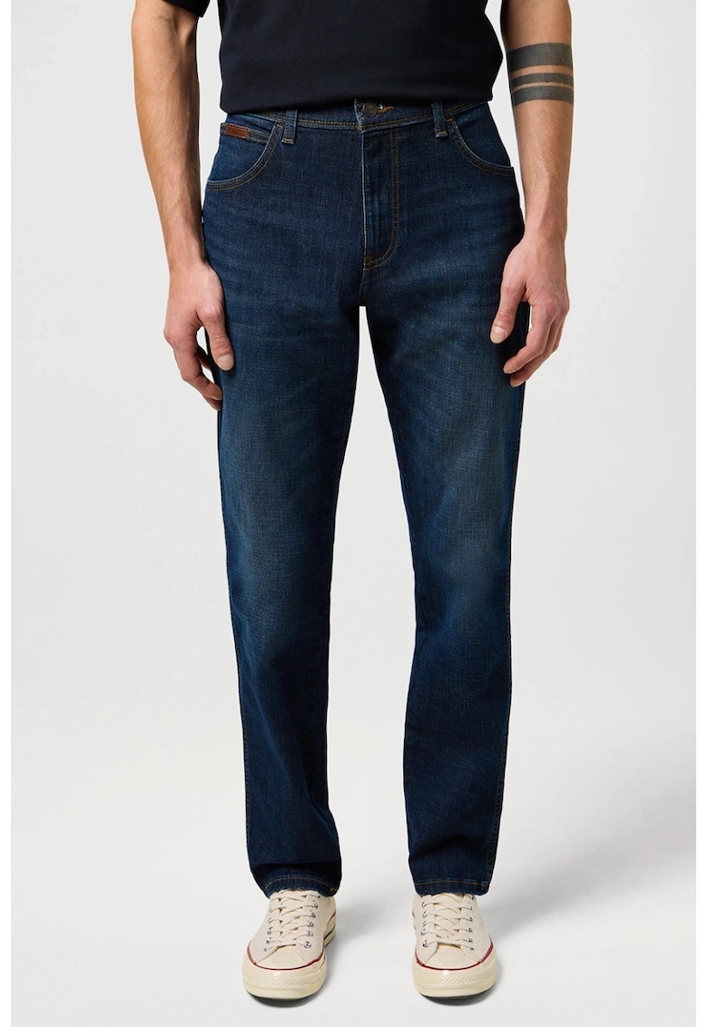 Мъжки дънки - Texas Slim - Slim Fit - Средна талия - Цип - Дълги - dwqf5 Джоба - Памук - Син - Син