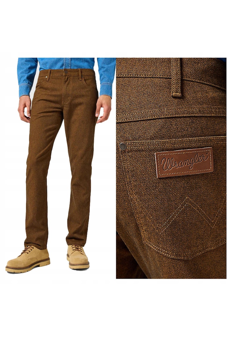 Blugi Barbati - Greensboro - Straight Fit - Talie Joasa - Fermoar - Lungi - 5 Buzunare - Bumbac - Maro - Maro deschis