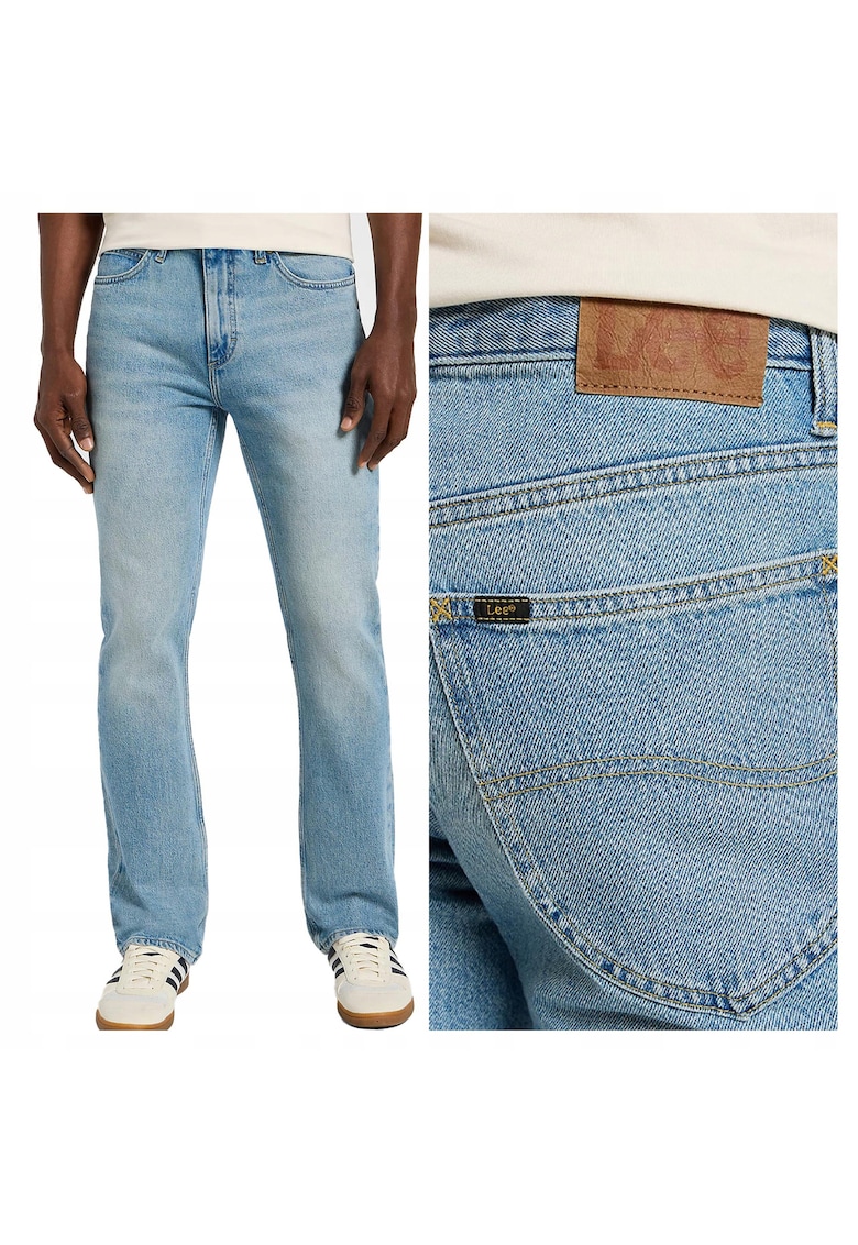Blugi Barbati - Leon - Straight Fit - Talie Medie - Fermoar - Lungi - 5 Buzunare - Bumbac - W36-L32 US - Albastru