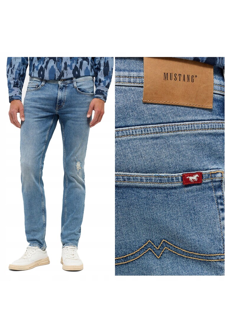 Blugi Barbati - Oregon Slim - Slim Fit - Talie Joasa - Fermoar - Lungi - 5 Buzunare - Bumbac - W32-L32 US - Albastru