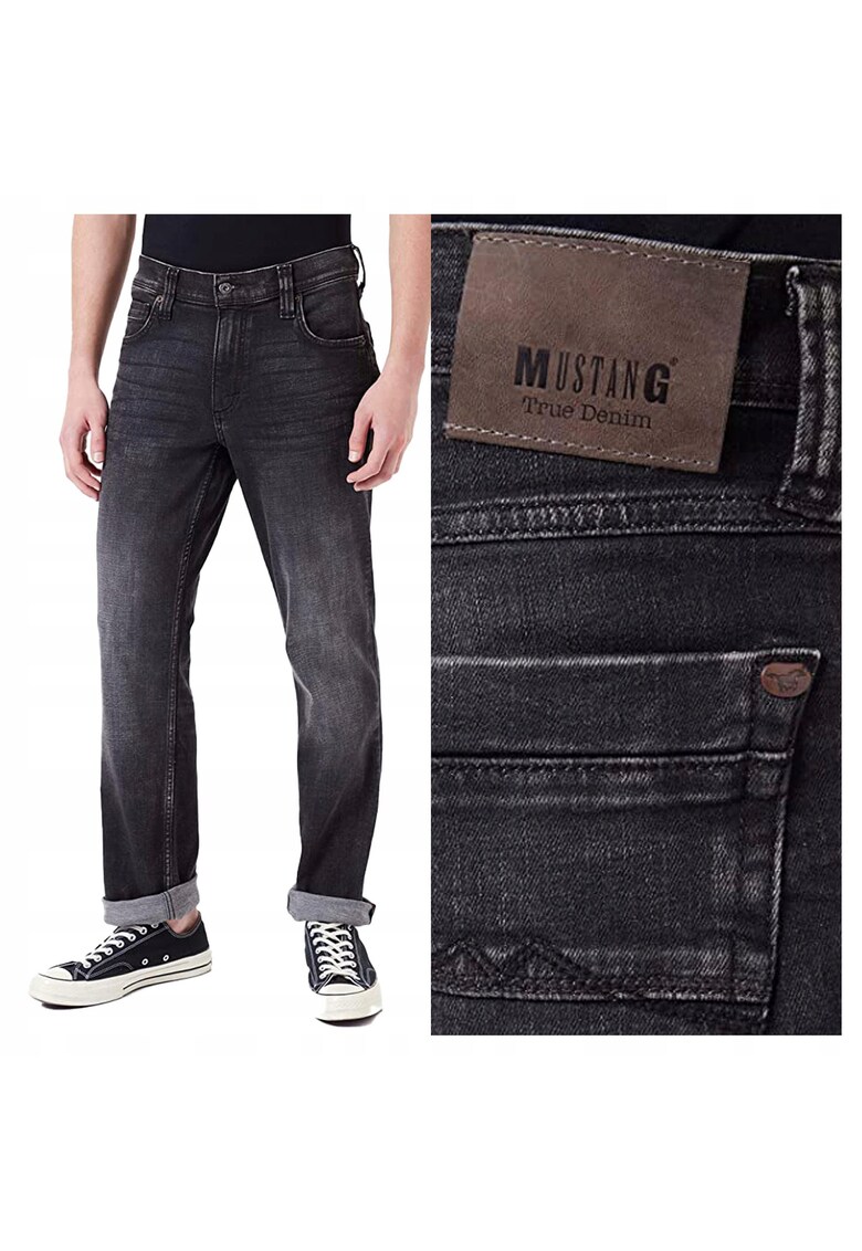 Blugi Barbati - Washington - Slim Fit - Talie Medie - Fermoar - Lungi - 5 Buzunare - Bumbac - Gri - Gri