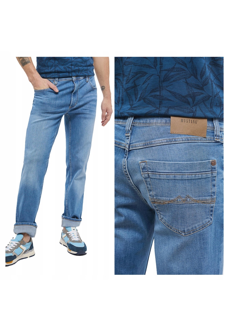 Blugi Barbati - Washington - Slim Fit - Talie Medie - Fermoar - Lungi - 5 Buzunare - Bumbac - W36-L32 US - Albastru