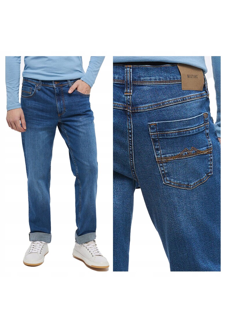 Blugi Barbati - Washington - Slim Fit - Talie Medie - Fermoar - Lungi - 5 Buzunare - Bumbac - W36-L32 US - Albastru