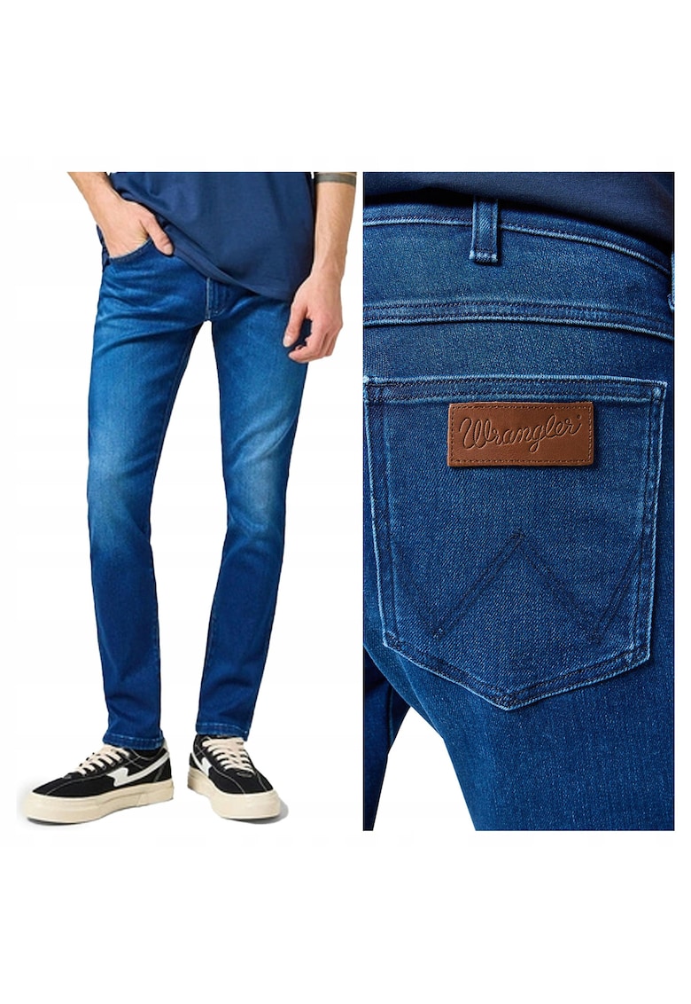 Blugi Barbati - Bryson - Slim Fit - Talie Medie - Fermoar - Lungi - 5 Buzunare - Bumbac - Albastru - Albastru