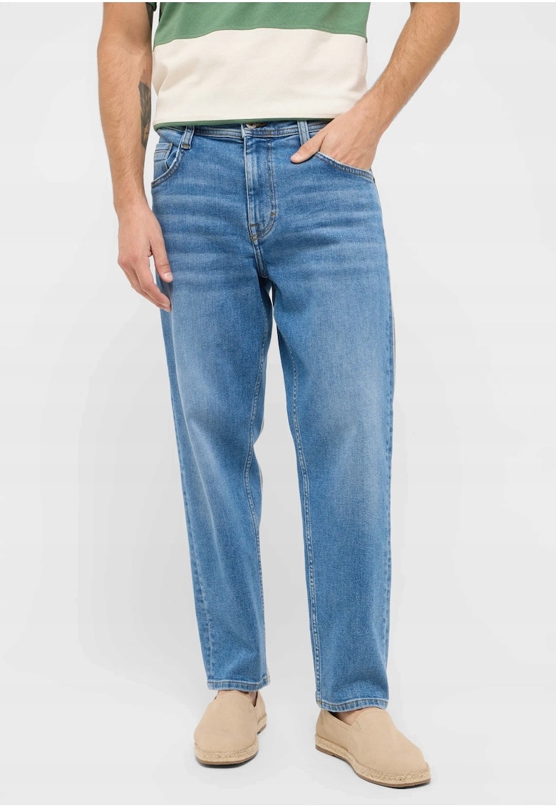 Blugi Barbati - Denver Straight - Straight Fit - Talie Joasa - Lungi - Fermoar - 5 Buzunare - Bumbac - W32-L30 US - Albastru