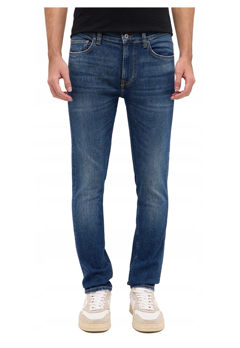 Blugi Barbati - Frisco Skinny - Slim Fit - Talie Medie - Fermoar - Lungi - 5 Buzunare - Bumbac - W32-L32 US - Albastru