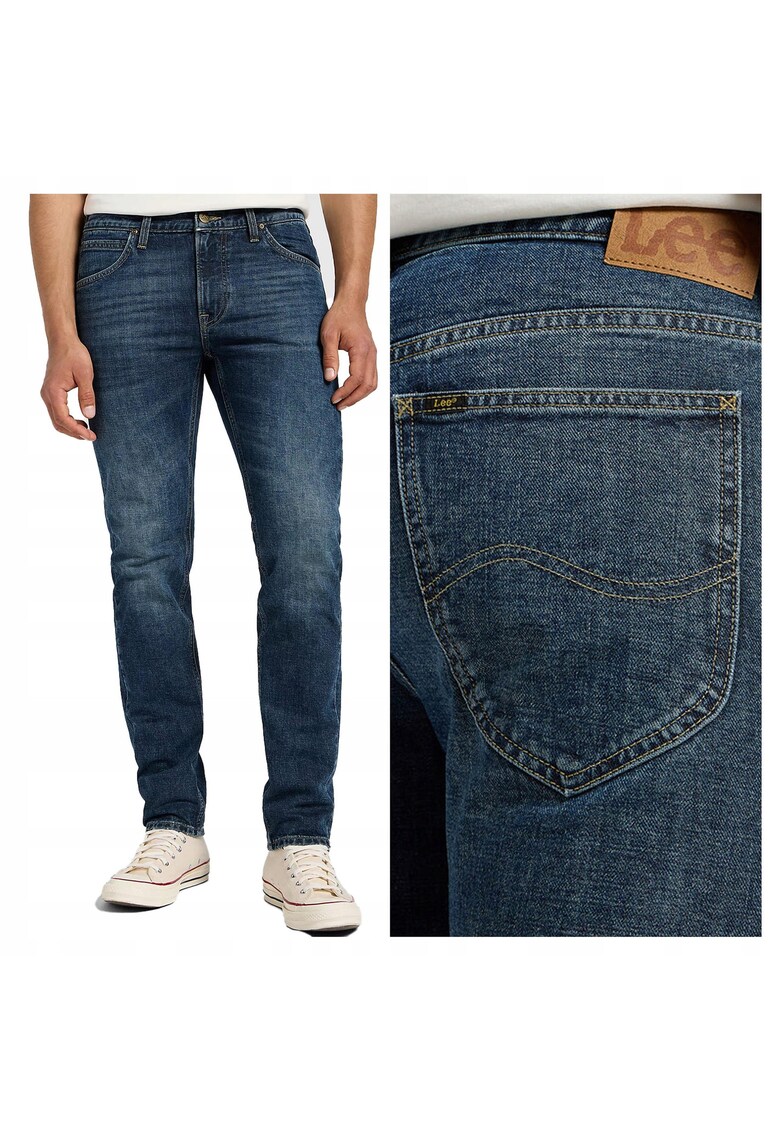 Blugi Barbati - Daren Zip Fly - Straight Fit - Talie Joasa - Fermoar - Lungi - 5 Buzunare - Bumbac - W38-L34 US - Albastru