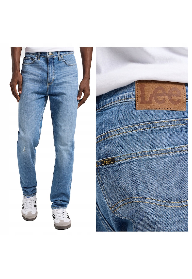 Blugi Barbati - Austin - Straight Fit - Talie Medie - Fermoar - Lungi - 5 Buzunare - Bumbac - Albastru - Albastru