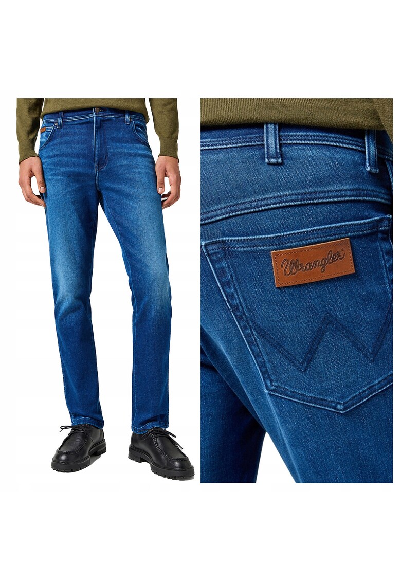 Blugi Barbati - Texas Slim - Straight Fit - Talie Medie - Fermoar - Lungi - 5 Buzunare - Bumbac - W36-L36 US - Albastru