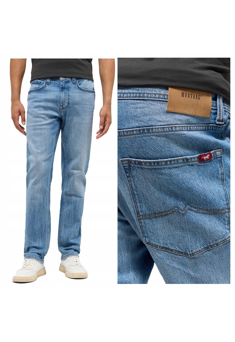 Blugi Barbati - Orlando Slim - Slim Fit - Talie Medie - Fermoar - Lungi - 5 Buzunare - Bumbac - W32-L32 US - Albastru