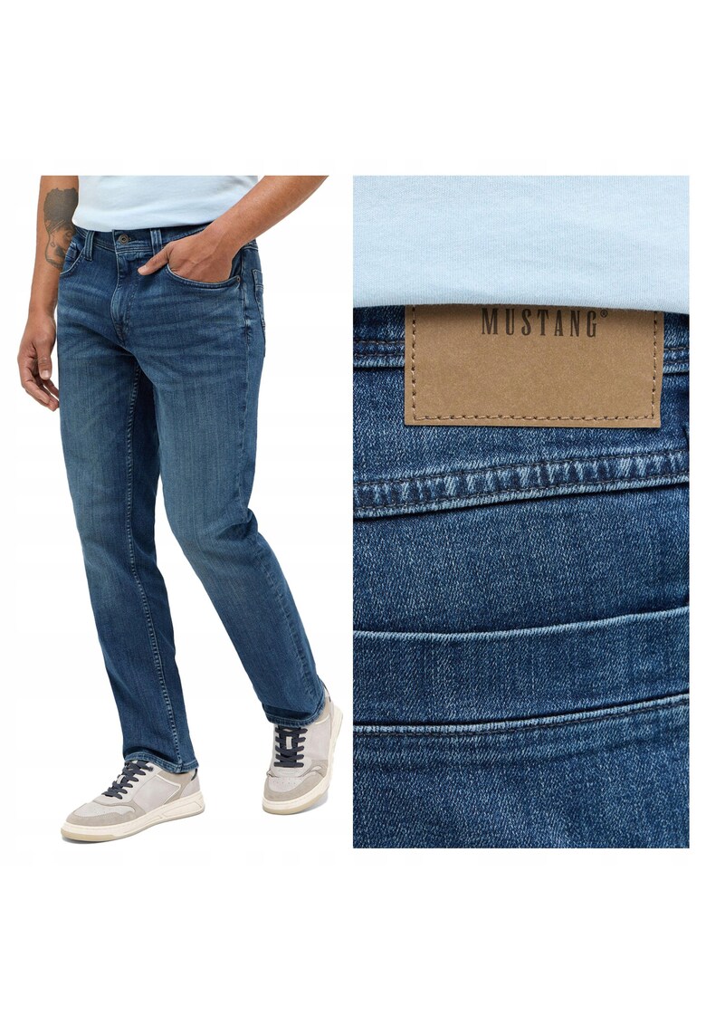 Blugi Barbati - Washington Straight - Straight Fit - Fermoar - Lungi - 5 Buzunare - Bumbac - Albastru - Albastru