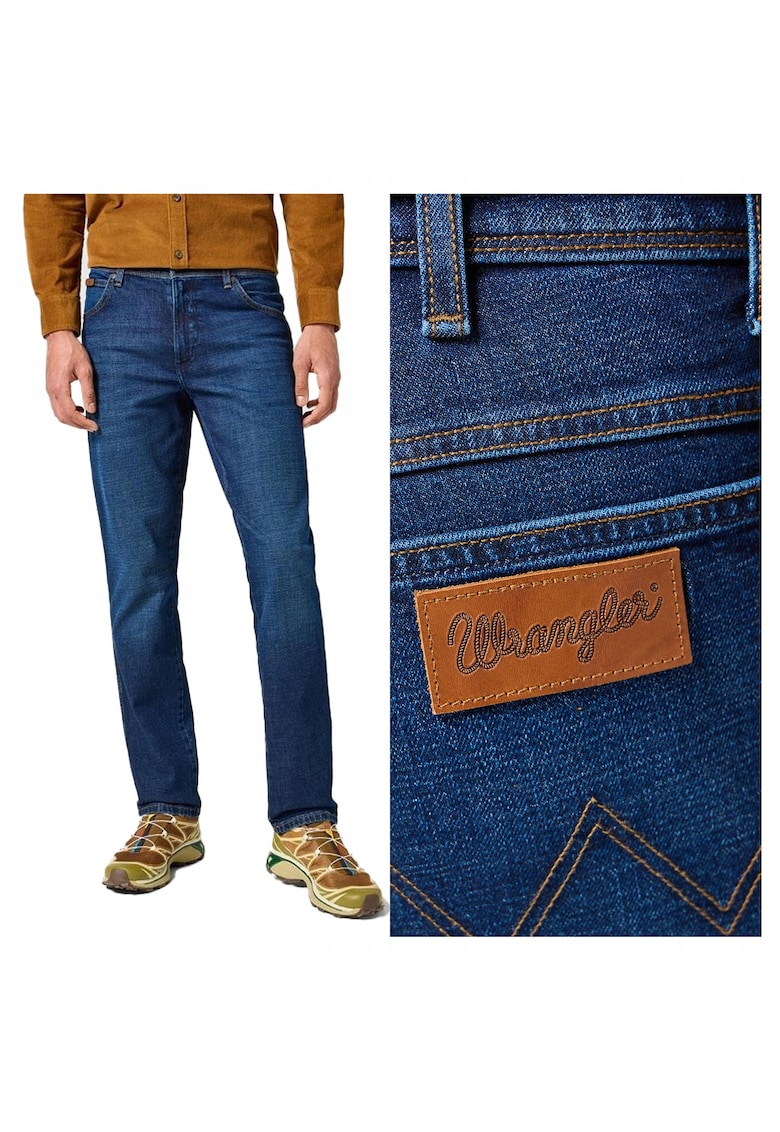 Blugi Barbati - Texas Slim - Slim Fit - Talie Inalta - Fermoar - Lungi - 5 Buzunare - Bumbac - Albastru - Albastru