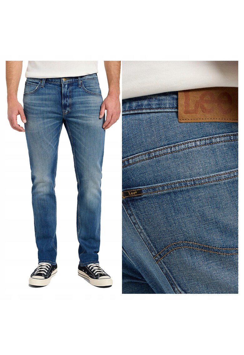 Blugi Barbati - Daren Zip Fly - Straight Fit - Talie Joasa - Fermoar - Lungi - 5 Buzunare - Bumbac - Albastru - Albastru