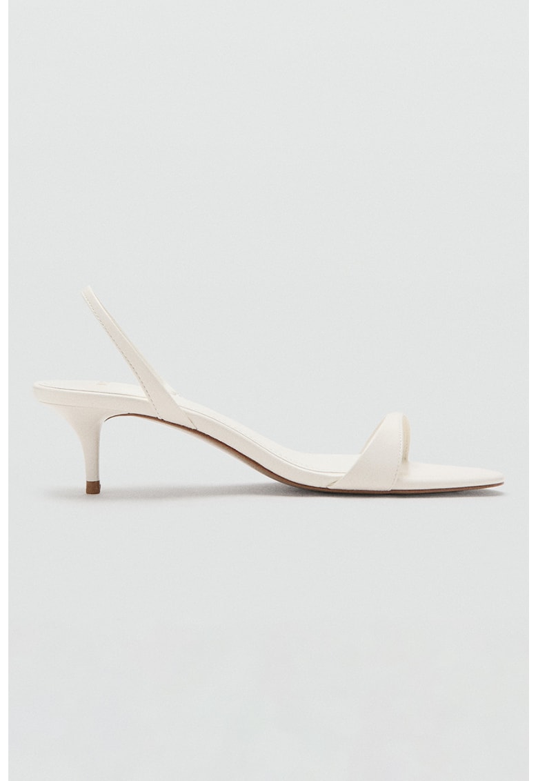 Sandale din piele ecologica cu toc kitten - Crem