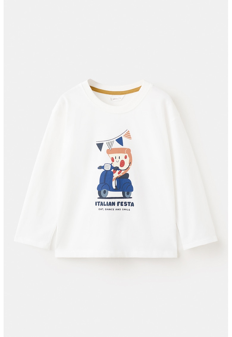 Bluza din bumbac cu model grafic - Albastru inchis/Bej/Alb murdar