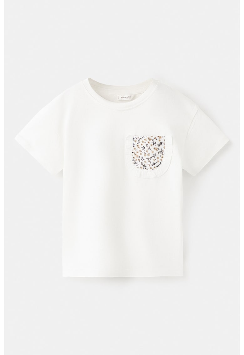 Tricou cu decolteu la baza gatului - Portocaliu/Negru stins/Alb murdar