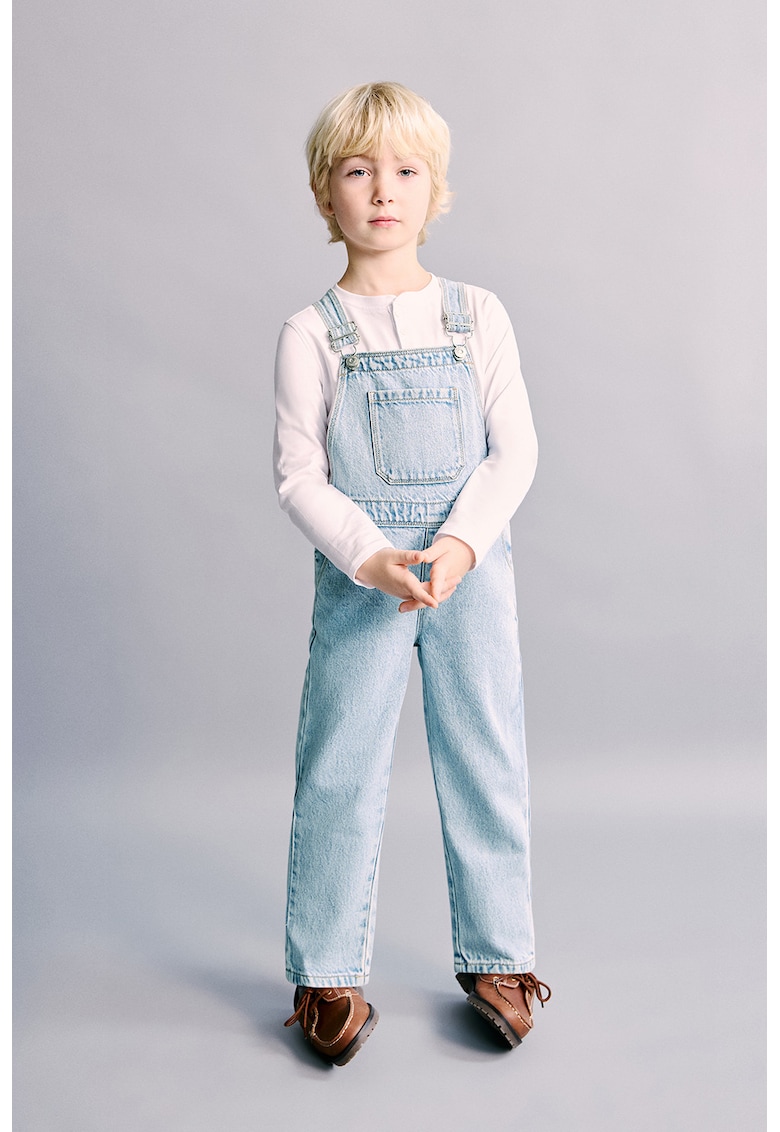 Salopeta din denim cu buzunare aplicate - Albastru glaciar