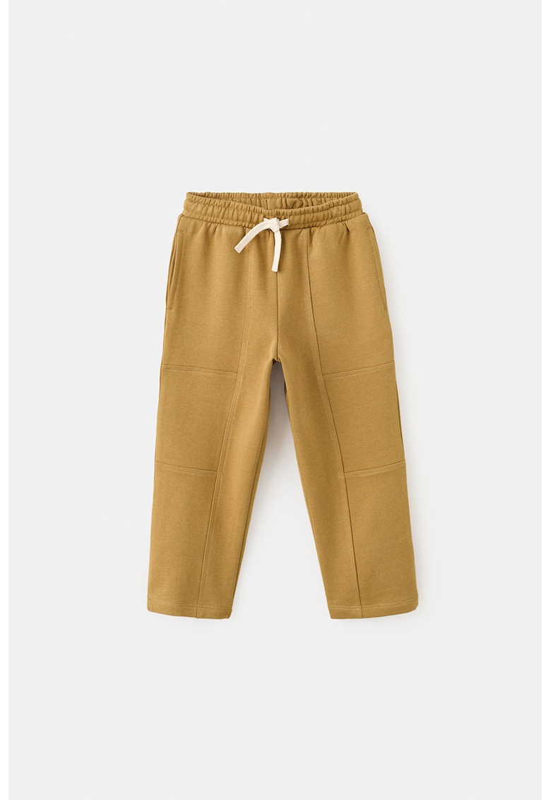 Pantaloni de trening din bumbac cu buzunare laterale - Galben mustar