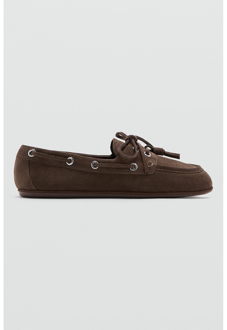 Pantofi ajustabili din piele intoarsa - Maro inchis