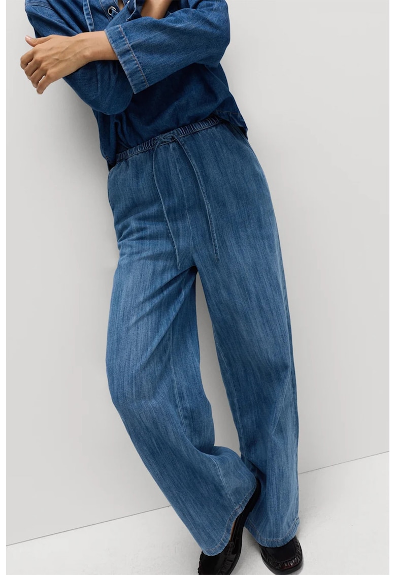 Pantaloni din amestec de lyocell cu snur - Albastru