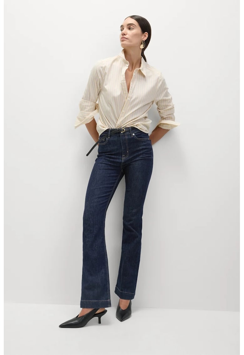 Blugi cu talie inalta si croiala bootcut - Bleumarin
