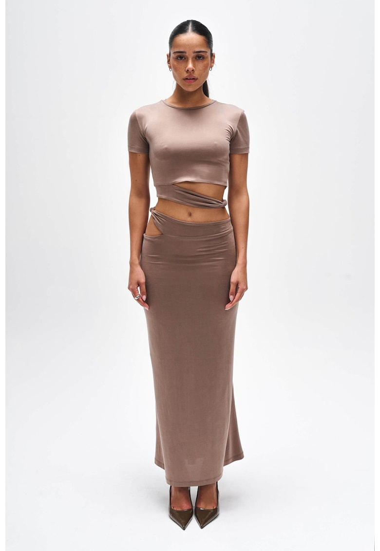 set dama Cupro tinuta eleganta - material premium - Mocca