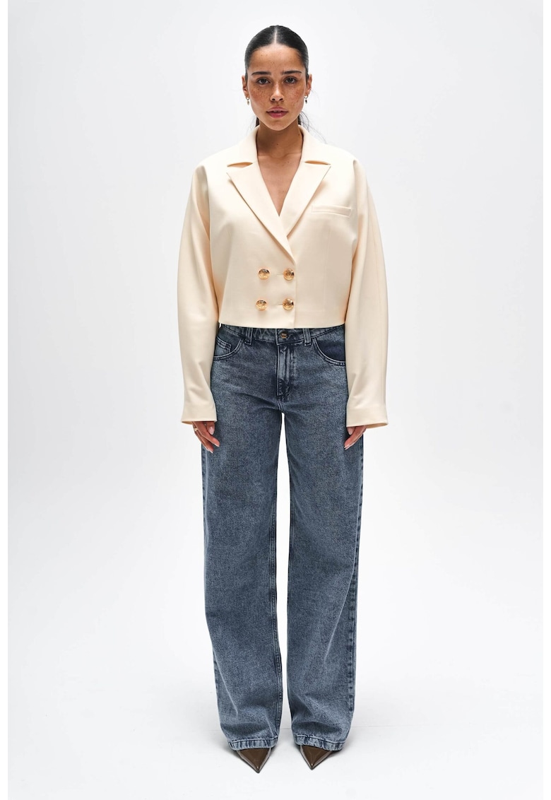 sacou scurt dama croiala moderna - stil elegant - Galben pastel