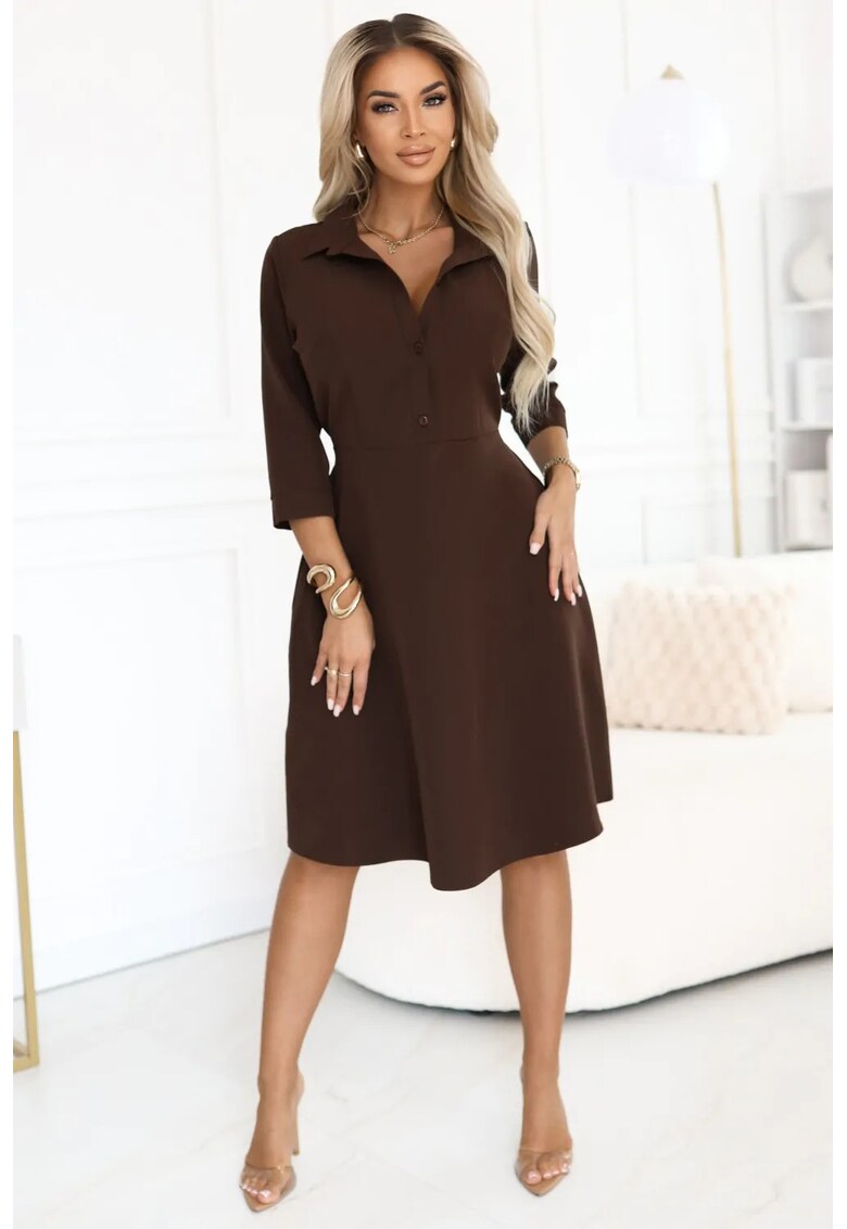 Rochie midi sport cu buzunare si cordon in talie -