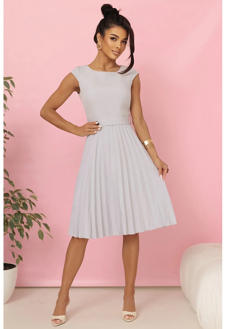 Rochie midi sport cu buzunare si cordon in talie -